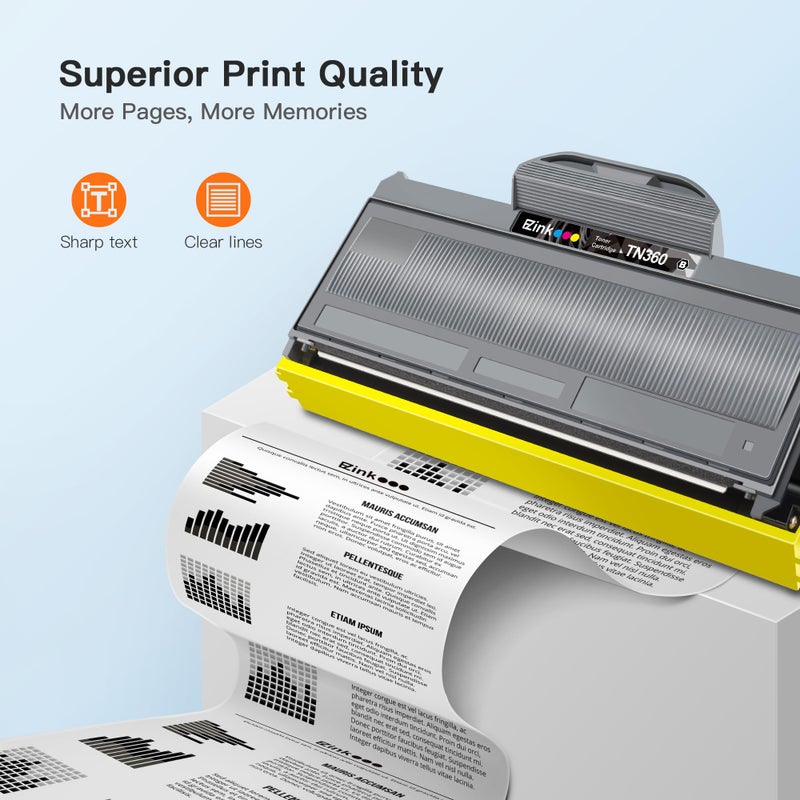 E-Z Ink Compatible Toner Cartridge Replacement for Brother TN330 TN360 TN-330 TN-360 High Yield Compatible with DCP-7040 DCP-7030 MFC-7840W HL-2140 MFC-7340 MFC-7440N HL-2170W HL-2150N (2 Black) - Image 3